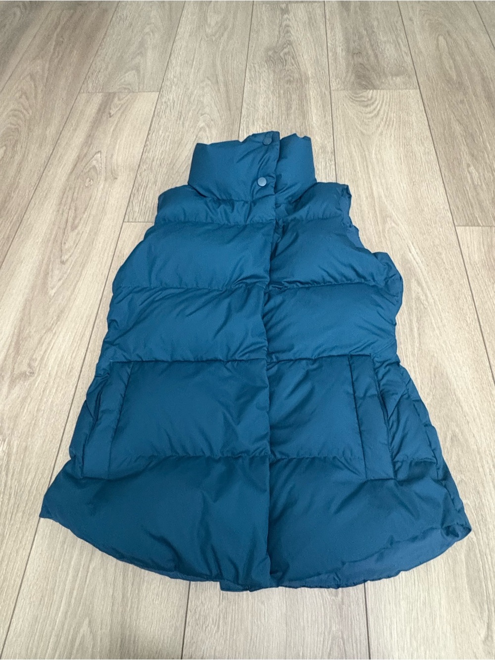Athleta Downtown Vest Women XSTeal Blue Puffer Down Insulated Winter